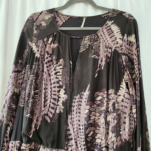 Free People Maxi Dress Raven Out Of The Woods Combo Gray Purple Dress S Boho - Picture 3 of 12